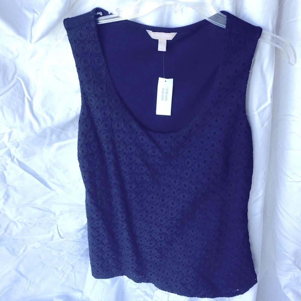 Banana Republic Eyelet Navy Tank Top